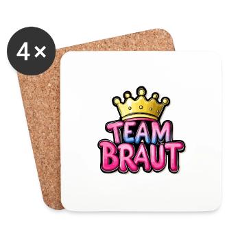 Team Braut Hochzeit Junggesellinnen Abschied - Untersetzer (4er-Set) - Weiß - Vorne