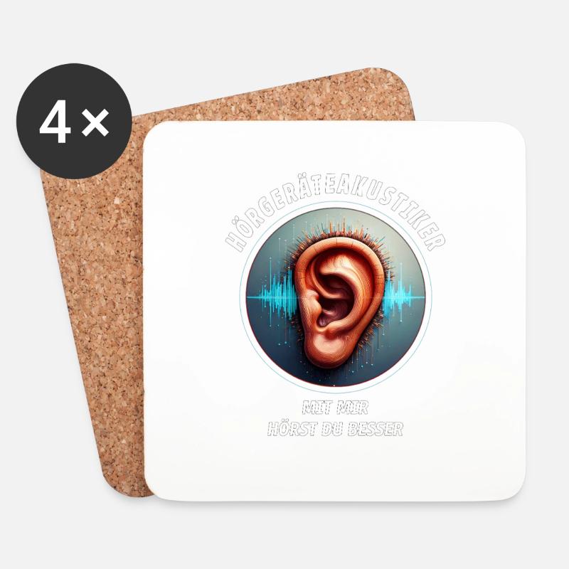 HÖRGERÄTEAKUSTIKER - Untersetzer (4er-Set) - Weiß