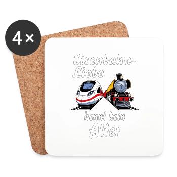 TRAIN TRAIN RAILWAY LOVE KNOWS NO AGE - Coasters (set of 4) - white - Front