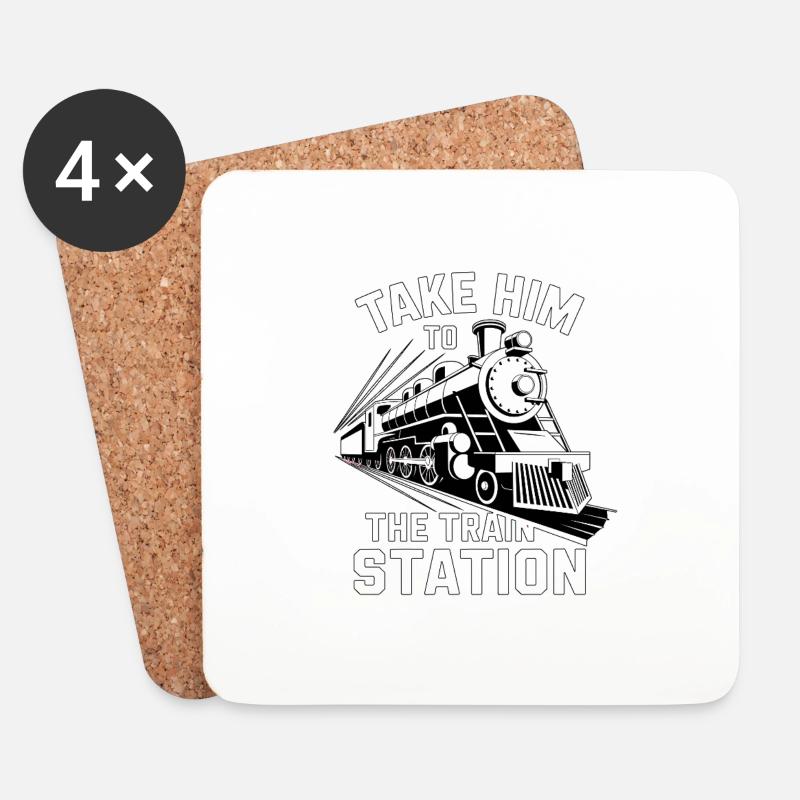 Train - Coasters (set of 4) - white