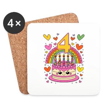 Kindergeburtstag 4.png - Untersetzer (4er-Set) - Weiß - Vorne