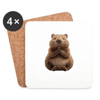 Wombat méditant détendu dans la pose de yoga - Dessous de verre (lot de 4) - blanc - Devant