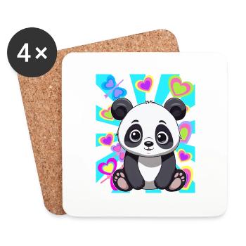 Panda Pandabär Kinder Kind Retro 80er 90er Bär - Untersetzer (4er-Set) - Weiß - Vorne