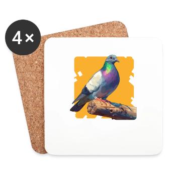 Pigeons Pigeon - Dessous de verre (lot de 4) - blanc - Devant