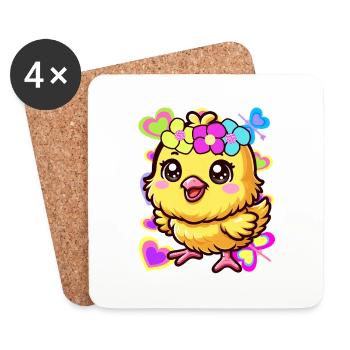 Chick Easter Kids Child Baby Chicken - Coasters (set of 4) - white - Front