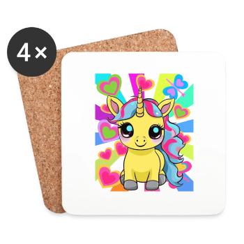 Retro Einhorn Einhörner Kinder Kind Pferd - Untersetzer (4er-Set) - Weiß - Vorne