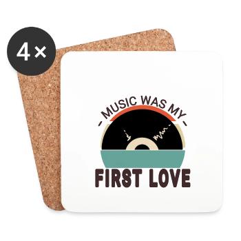 Vinyl record love music was my first love - Untersetzer (4er-Set) - Weiß - Vorne