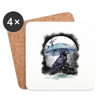 Crow Crows Raven Raven Mystical Halloween - Coasters (set of 4) - white - Front