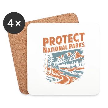 Protect National Parks Outdoors Forest Nature - Coasters (set of 4) - white - Front