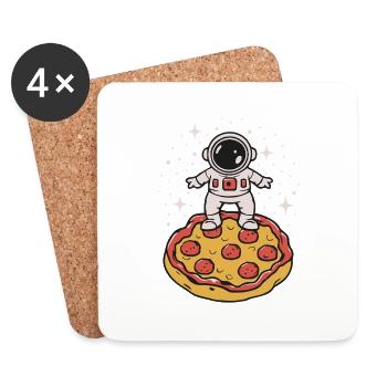Astronaut Pizza Slice Planet Fast Food Astronomy - Coasters (set of 4) - white - Front