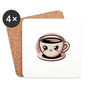 Kein Kaffee Kein Workee Süße Tasse Kaffee Lustig - Untersetzer (4er-Set) - Weiß - Vorne