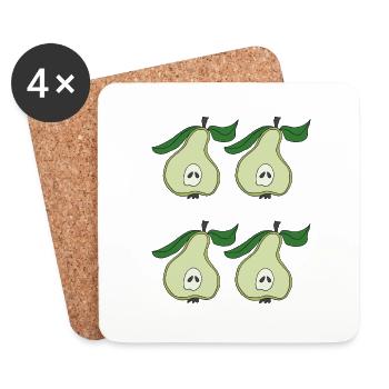 Les moitiés de poire quadruplent - Dessous de verre (lot de 4) - blanc - Devant