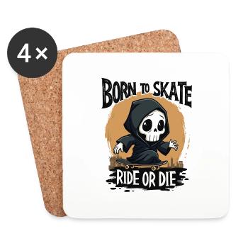 Grim Reaper Born to Skate Skater Skateboard - Dessous de verre (lot de 4) - blanc - Devant