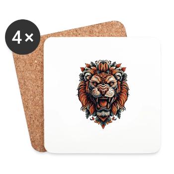 Lion - Dessous de verre (lot de 4) - blanc - Devant