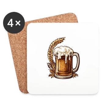 Bier Glas - Untersetzer (4er-Set) - Weiß - Vorne