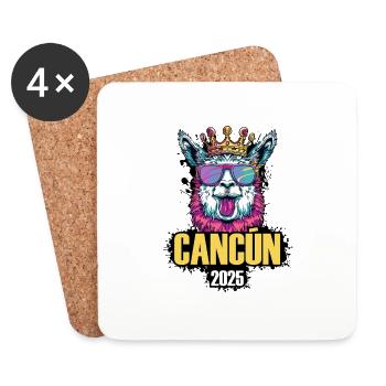Cancun 2025 Alpaca Party Holiday - Coasters (set of 4) - white - Front