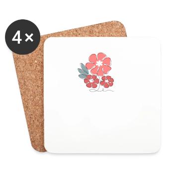 Lettre t fleurs minimalistes - Dessous de verre (lot de 4) - blanc - Devant
