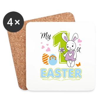 Mein erstes Osterfest. Niedliches Design mit Baby-Hase - Untersetzer (4er-Set) - Weiß - Vorne