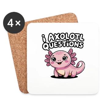 I Axolotl questions Jeu de mots Mignon amphibien Salamandre - Dessous de verre (lot de 4) - blanc - Devant