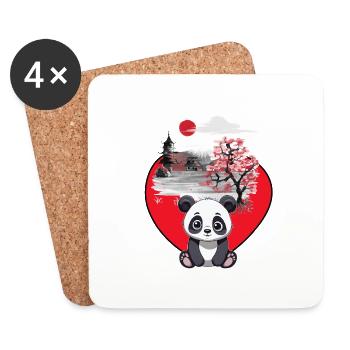 Asien China Bär Panda Pandabär Kinder - Untersetzer (4er-Set) - Weiß - Vorne