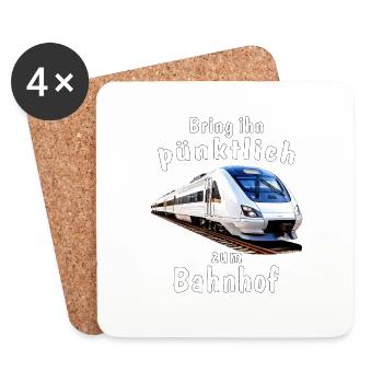 TRAIN Take him to the station on time - Coasters (set of 4) - white - Front