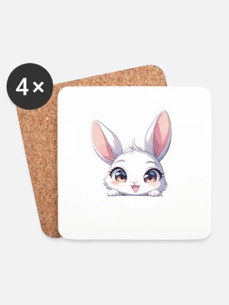 Hasen Hase - Untersetzer (4er-Set) - Weiß