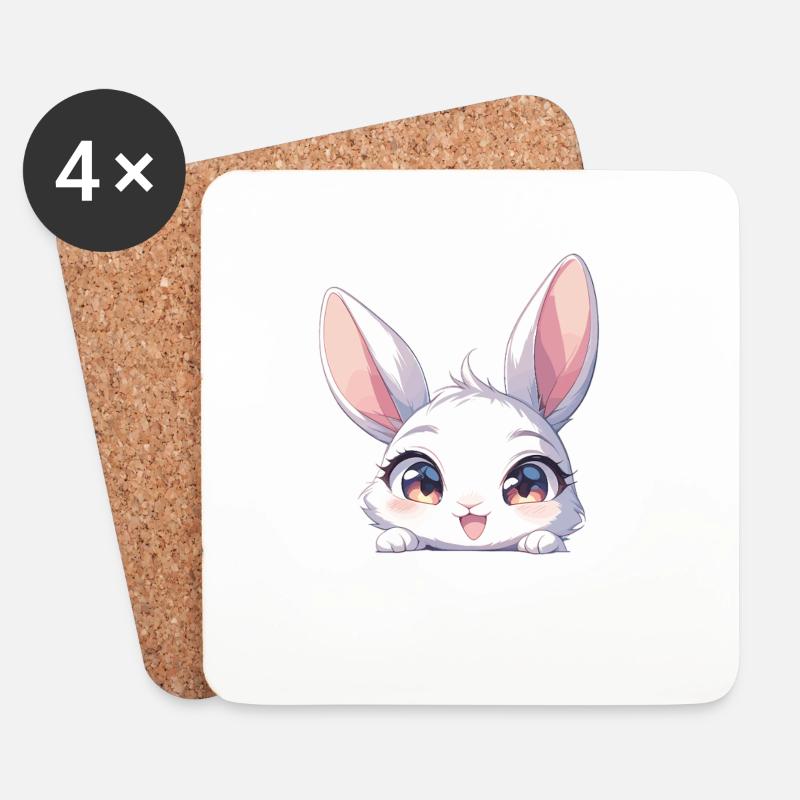 Hasen Hase - Untersetzer (4er-Set) - Weiß