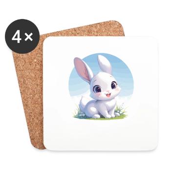 Hasen Hase - Untersetzer (4er-Set) - Weiß - Vorne