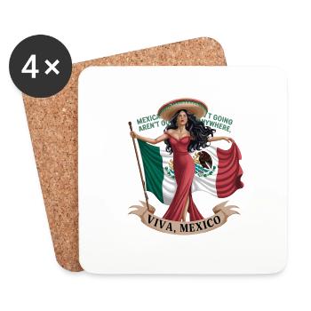 Viva Mexico fière femme mexicaine avec drapeau et - Dessous de verre (lot de 4) - blanc - Devant