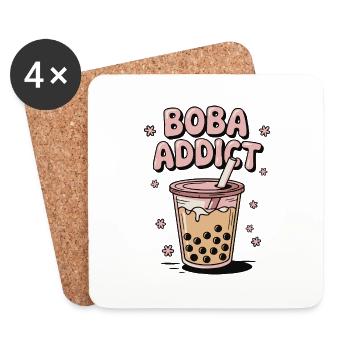 Boba Addict Tasse Bubble Tea Tapiokaperlen - Untersetzer (4er-Set) - Weiß - Vorne