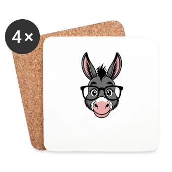 Smart Donkey Funny Witty Clever Intelligence Cute - Coasters (set of 4) - white - Front