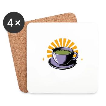 Powered By Sunshine And Matcha Drink Tea - Coasters (set of 4) - white - Front