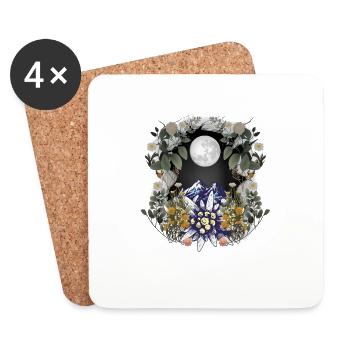 Montagnes Montagne Montagnes Autriche Fleurs Fleur - Dessous de verre (lot de 4) - blanc - Devant