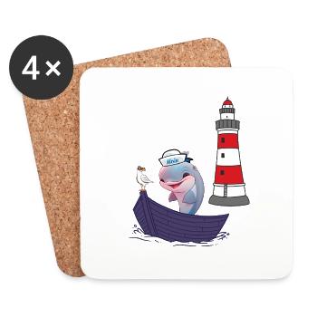 Delphin Fisch Fische maritim Kinder Kind Boot - Untersetzer (4er-Set) - Weiß - Vorne