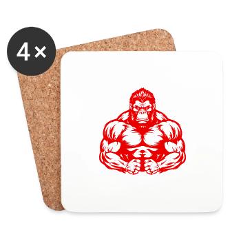 Gorilla Muscles Bodybuilding Fighter - Coasters (set of 4) - white - Front