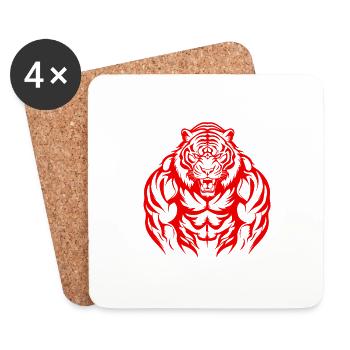 Gymnase d’entraînement de musculation Tiger - Dessous de verre (lot de 4) - blanc - Devant