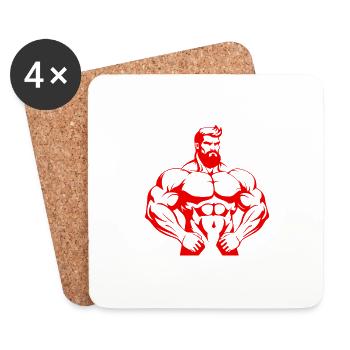 Bodybuilders Fitness Muscles Gym Musculation - Dessous de verre (lot de 4) - blanc - Devant