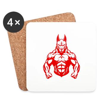 Dog Beast Muscles Gym Bodybuilding - Coasters (set of 4) - white - Front