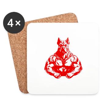 Dog Beast Bodybuilding Muscles Gym - Coasters (set of 4) - white - Front