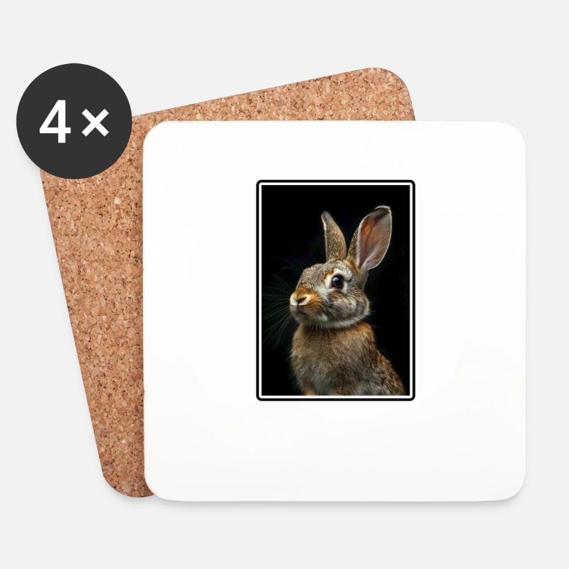 Hasen Hase - Untersetzer (4er-Set) - Weiß