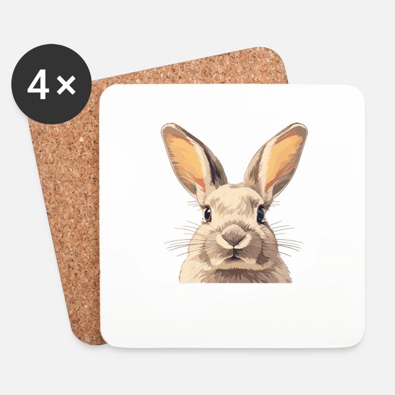 Hasen Hase - Untersetzer (4er-Set) - Weiß