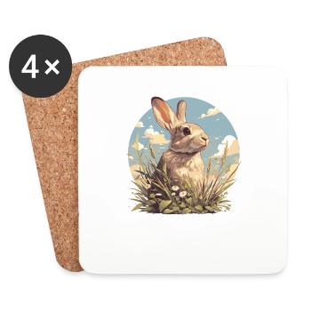 Hasen Hase - Untersetzer (4er-Set) - Weiß - Vorne
