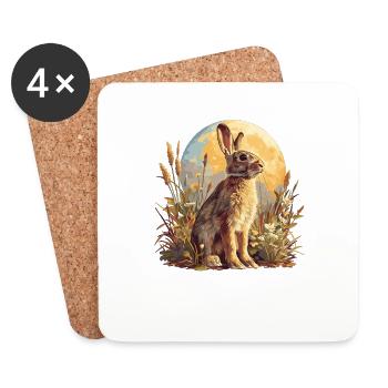 Hasen Hase - Untersetzer (4er-Set) - Weiß - Vorne