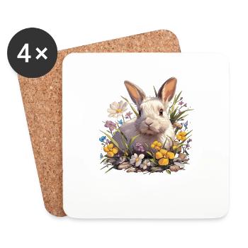 Hasen Hase - Untersetzer (4er-Set) - Weiß - Vorne