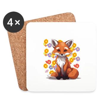 80s 90s Fox Foxes Kids Vintage Retro - Coasters (set of 4) - white - Front