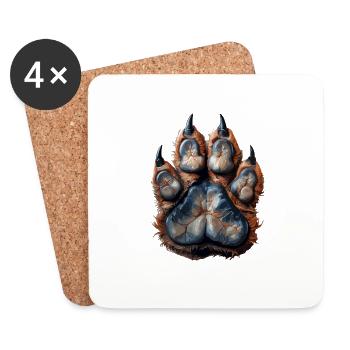 Empreinte détaillée de patte de loup pour - Dessous de verre (lot de 4) - blanc - Devant