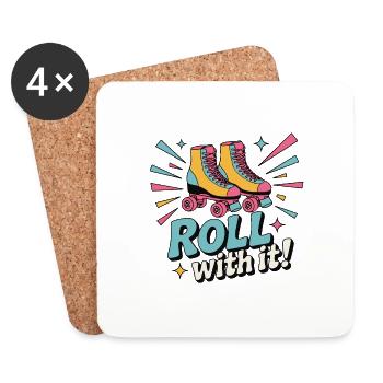 PATINS À ROULETTES, ROULEZ AVEC - Dessous de verre (lot de 4) - blanc - Devant
