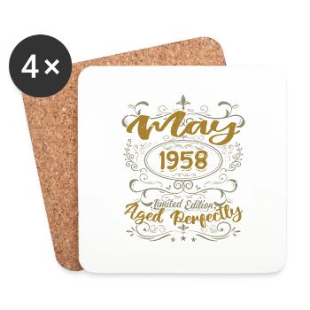 Geboren im Mai 1958 Geburtstag Mai 1958 Geburtstag Mai 1958 - Untersetzer (4er-Set) - Weiß - Vorne