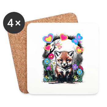 Cute Fox Foxes Spring Retro Child Kids Woodland - Coasters (set of 4) - white - Front