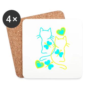 Katzen Katze Retro Vintage Kätzchen Katzenhalter - Untersetzer (4er-Set) - Weiß - Vorne